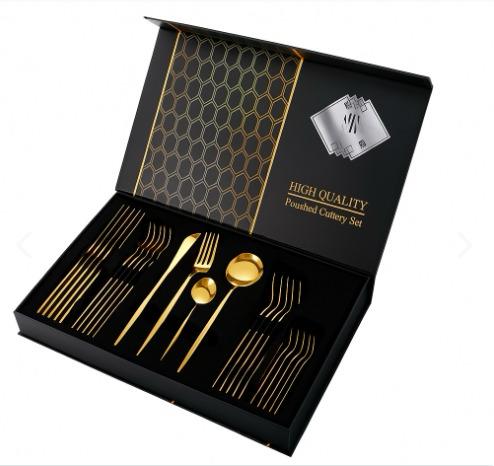 Juego De Cubiertos De 24 Piezas Dorado (calidad premium)