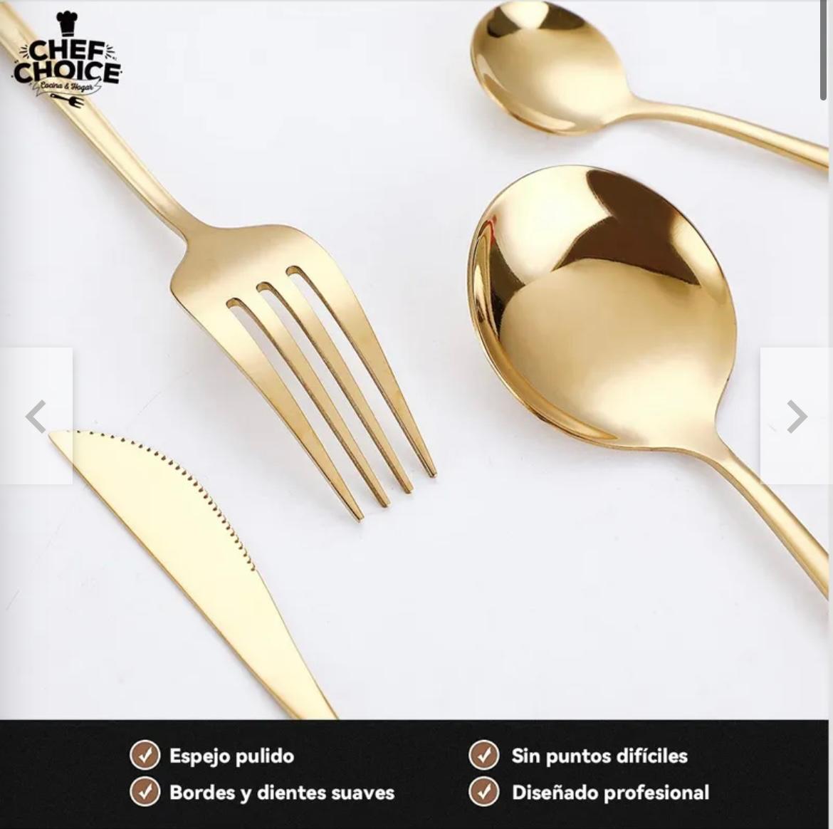Juego De Cubiertos De 24 Piezas Dorado (calidad premium)