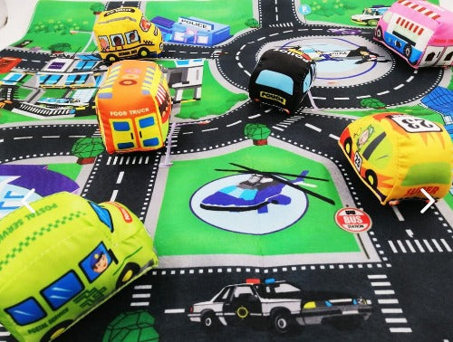 2 Alfombras De Juegos Para Bebe + Set De Autos peluche